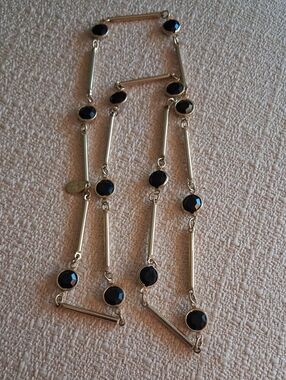 Princess House Black Crystal & Gold Bar Long Necklace - Womens Jewelry